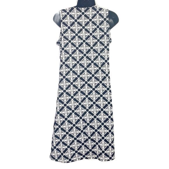 LULU’S Sleeveless Patterned Tile Print Dress Navy Blue White Size XSMALL - Picture 5 of 10